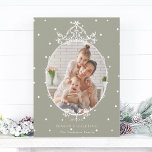 Classic Frame Neutral Green Seaon's Greeting Photo Holiday Card<br><div class="desc">This neutral colour flat christmas | holiday card features a simple vintage frame with a photo.  For more advanced customization of this design,  please click the BLUE DESIGN TOOL BUTTON above!</div>