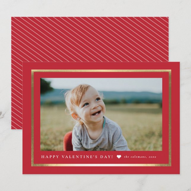 Classic Frame Portrait Photo Valentine's Day Card (Front/Back)