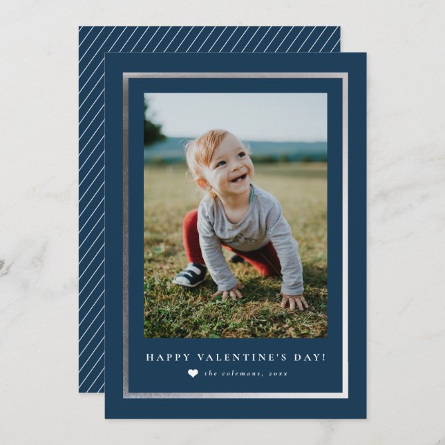 Classic Frame Portrait Photo Valentine's Day  Note Card (Front/Back)