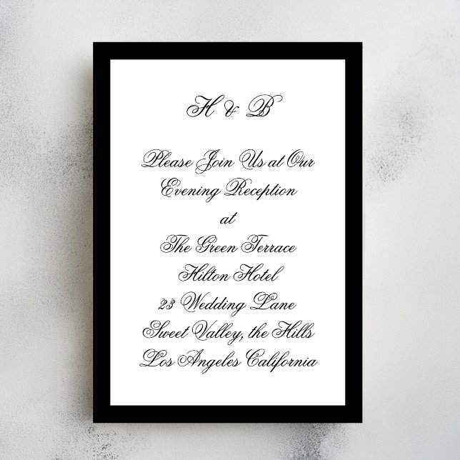 Classic Framed Script Black White Reception Enclosure Card (Creator Uploaded)