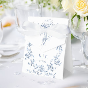 Classic French Blue Flowers & Ribbons Wedding Favor Box