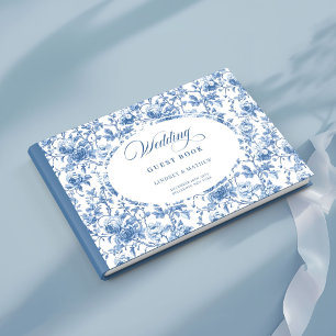 Classic French Blue Roses Toile Wedding Guest Book
