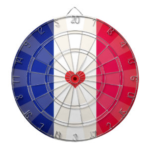Classic French Blue White Red Heart Flag Design Dartboard