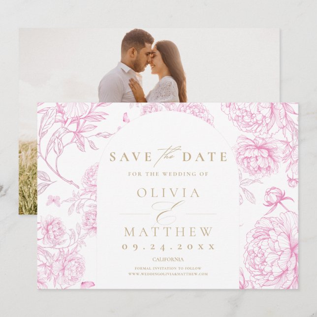 Classic French Floral  Save The Date (Front/Back)