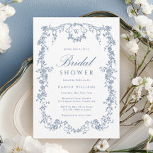 Classic French Victorian Blue Floral Bridal Shower