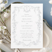 Classic French Victorian Grey Floral Wedding