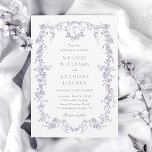 Classic French Victorian Lavender Floral Wedding Invitation<br><div class="desc">Elegant lavender floral wedding invitation with a floral crest and monograms on the back.
For more advanced customization of this design,  please click the DESIGN TOOL BUTTON above!</div>