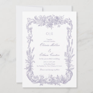Classic French Victorian Lavender Floral Wedding Invitation
