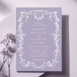 Classic French Victorian Purple Floral Wedding Invitation<br><div class="desc">Elegant Purple floral wedding invitation with a floral crest and monograms on the back.
For more advanced customization of this design,  please click the DESIGN TOOL BUTTON above!</div>
