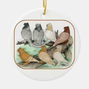 Classic Frill Pigeons Blondinettes Ceramic Ornament