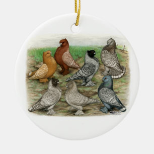 Classic Frill Pigeons Laced Blondinettes Ceramic Ornament