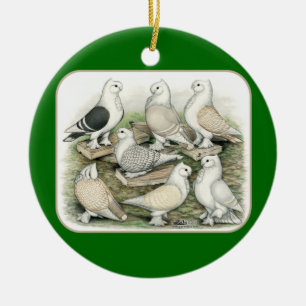 Classic Frill Pigeons Satinettes Ceramic Ornament