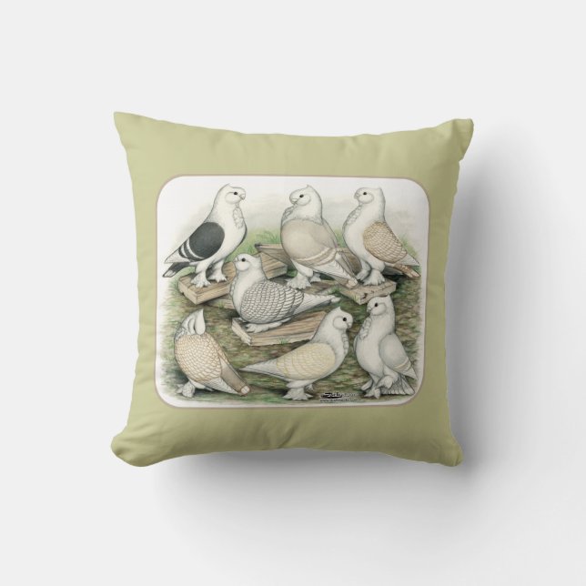 Classic Frill Pigeons Satinettes Throw Pillow (Front)