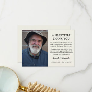Classic Funeral Heartfelt Photo Thank You Card