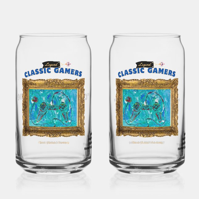 Classic Gamers Cool Play Couples Set Can Glass (Front)