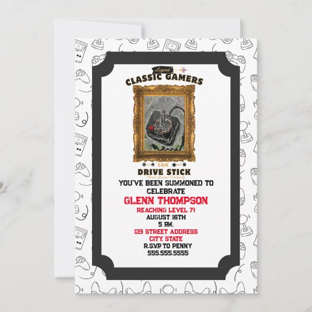 Classic Gamers Groovy Vision Invitation (Front)