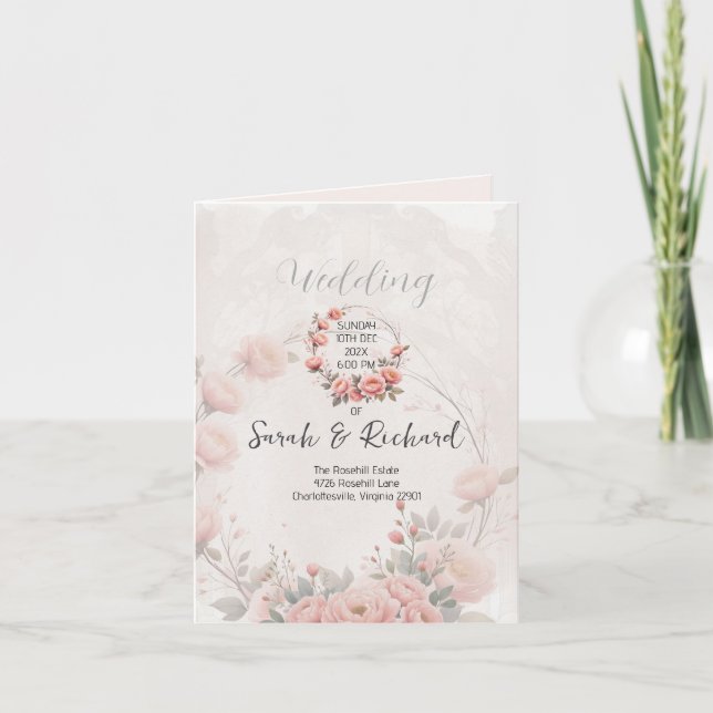Classic Garden Bright White Folded Wedding Program (Front)
