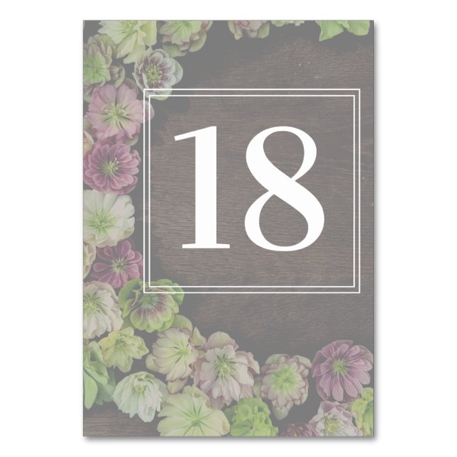 CLASSIC Garden Hellebore Wood Table Number (Front)