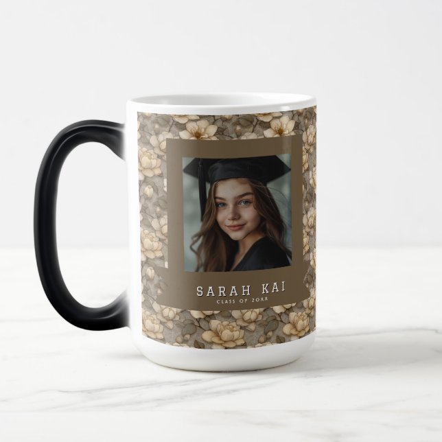 Classic Gardenias Pattern Gift For Him Grad Magic Mug (Left)