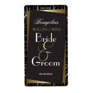 Classic Gatsby Deco Wedding Wine Label