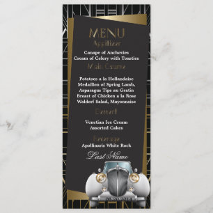 Classic Gatsby Deco White Limo Wedding Menu