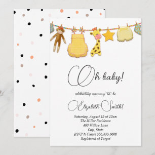  Classic Gender Neutral Baby and dots baby shower Invitation