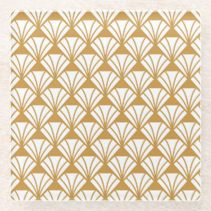 Classic Geometric: Art Deco Elegance. Glass Coaster