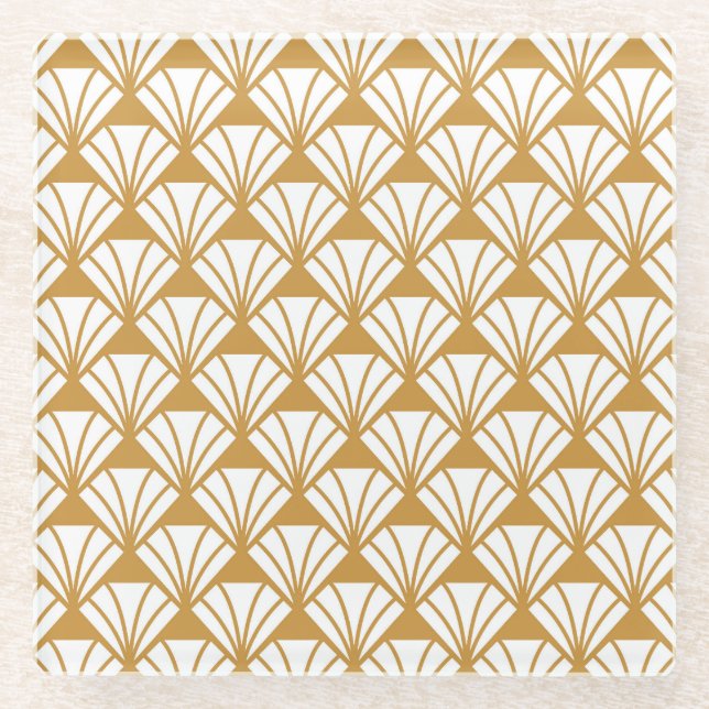 Classic Geometric: Art Deco Elegance. Glass Coaster (Front)