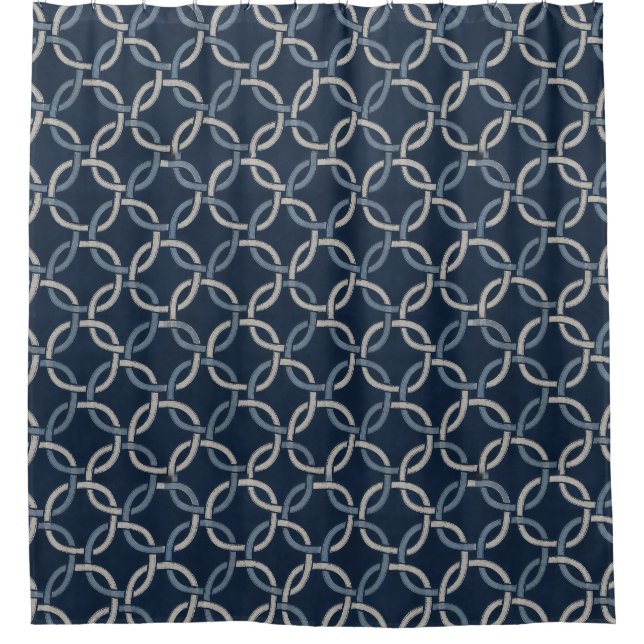 Classic Geometric Circle Lattice Pattern in Navy (Front)