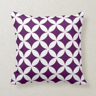 Classic Geometric Circles in Plum and White Throw Pillow