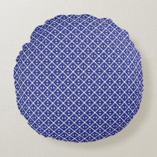Classic Geometric Lattice & Diamond Micro-Pattern Round Pillow