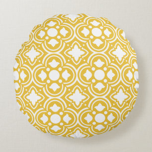 Classic Geometric Lattice & Diamond Micro-Pattern Round Pillow