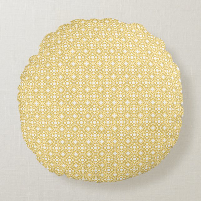 Classic Geometric Lattice & Diamond Micro-Pattern Round Pillow (Front)