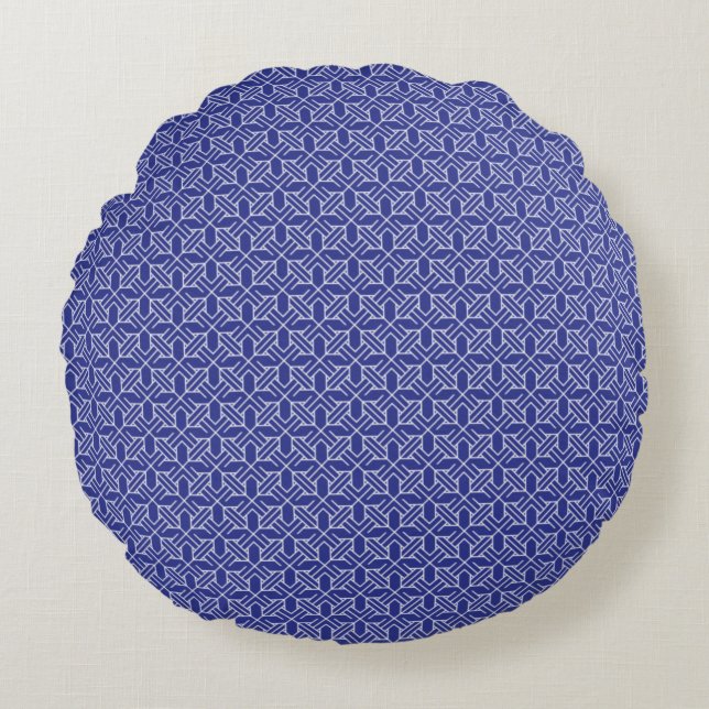 Classic Geometric Lattice & Diamond Micro-Pattern Round Pillow (Front)