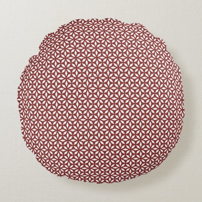 Classic Geometric Lattice & Diamond Micro-Pattern Round Pillow (Front)