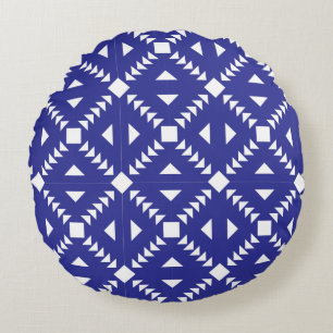 Classic Geometric Lattice & Diamond Micro-Pattern Round Pillow