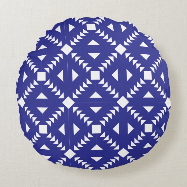Classic Geometric Lattice & Diamond Micro-Pattern Round Pillow (Front)