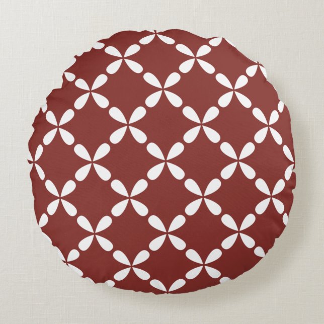 Classic Geometric Lattice & Diamond Micro-Pattern Round Pillow (Front)