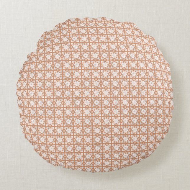 Classic Geometric Lattice & Diamond Micro-Pattern Round Pillow (Front)