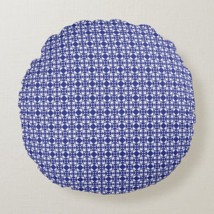 Classic Geometric Lattice & Diamond Micro-Pattern Round Pillow