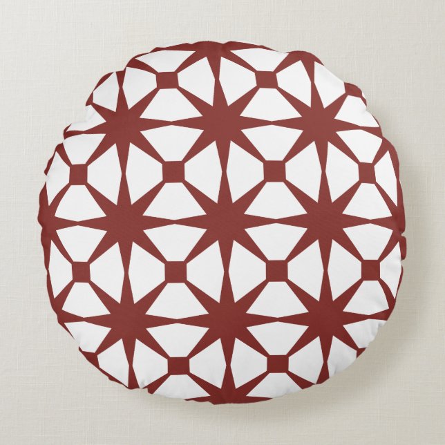 Classic Geometric Lattice & Diamond Micro-Pattern Round Pillow (Front)
