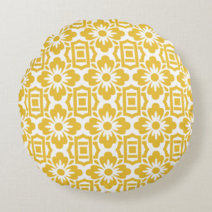 Classic Geometric Lattice & Diamond Micro-Pattern Round Pillow