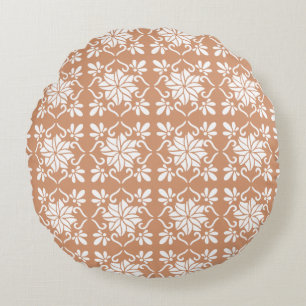 Classic Geometric Lattice & Diamond Micro-Pattern Round Pillow
