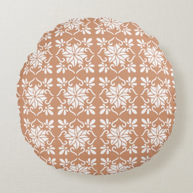 Classic Geometric Lattice & Diamond Micro-Pattern Round Pillow (Front)