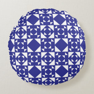 Classic Geometric Lattice & Diamond Micro-Pattern Round Pillow