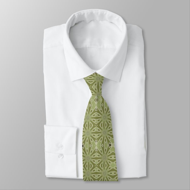 Classic Geometric Light Sage Green  Tie (Tied)