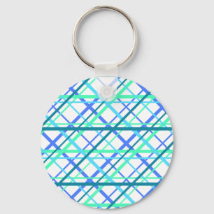 Classic Geometric Pattern in Blues Keychain