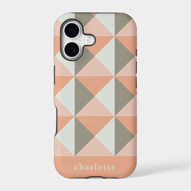 Classic Geometric Pattern Peach Taupe Personalized (Back)