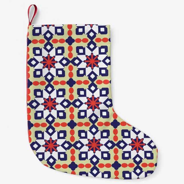 Classic Geometric: Seamless Ornamental Design Small Christmas Stocking (Front)