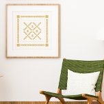 Classic Geometric Shapes Quilt Block in Gold Poster<br><div class="desc">A modern traditional medallion quilt block design in a soft golden amber yellow colour.</div>